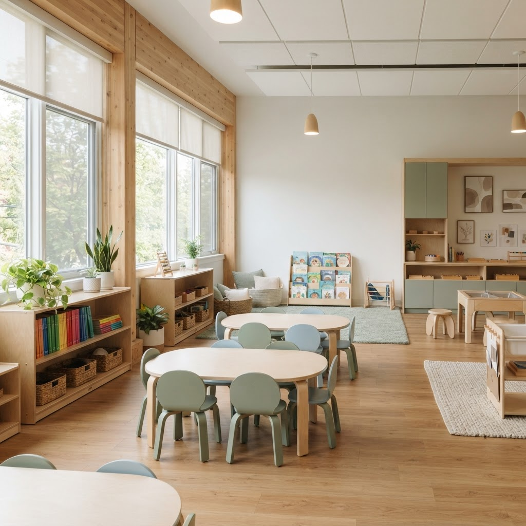 A bright, welcoming Evansville Crescent School classroom